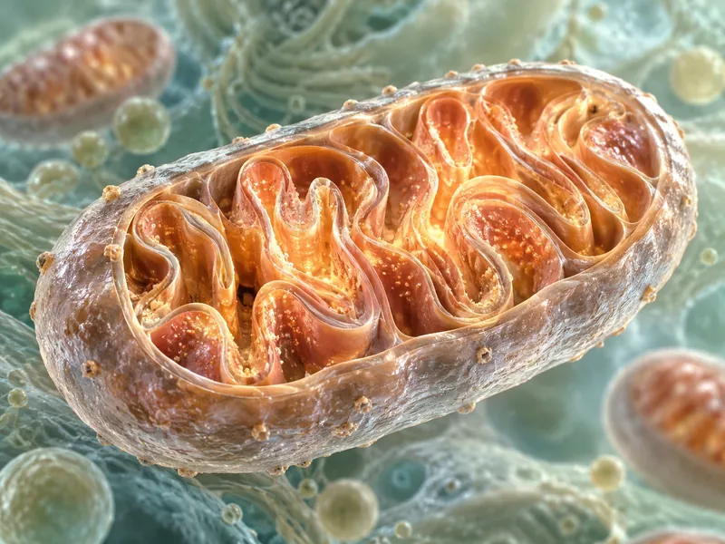 Illustration of a mitochondrion producing energy